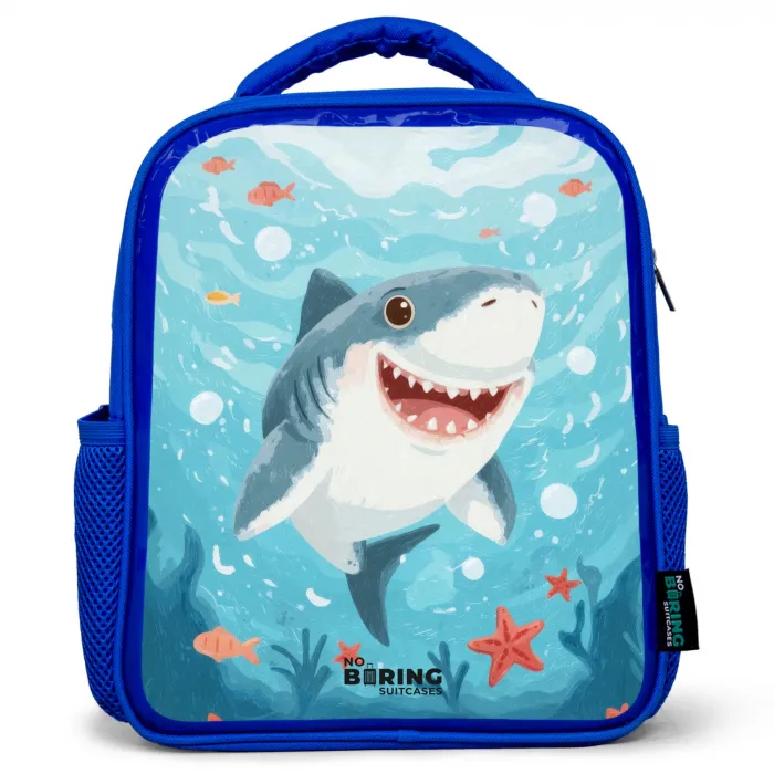 Haai - Water - Zee Kinderrugzak - Blauw middel -3d
