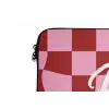 Pinky up - Geblokt - Bordeauxrood laptophoes neopreen klein -detail