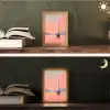 Zeilboot - Roze zee - Zonsondergang - Bergen Light Box met kabel (Tafellamp) klein -sfeer3