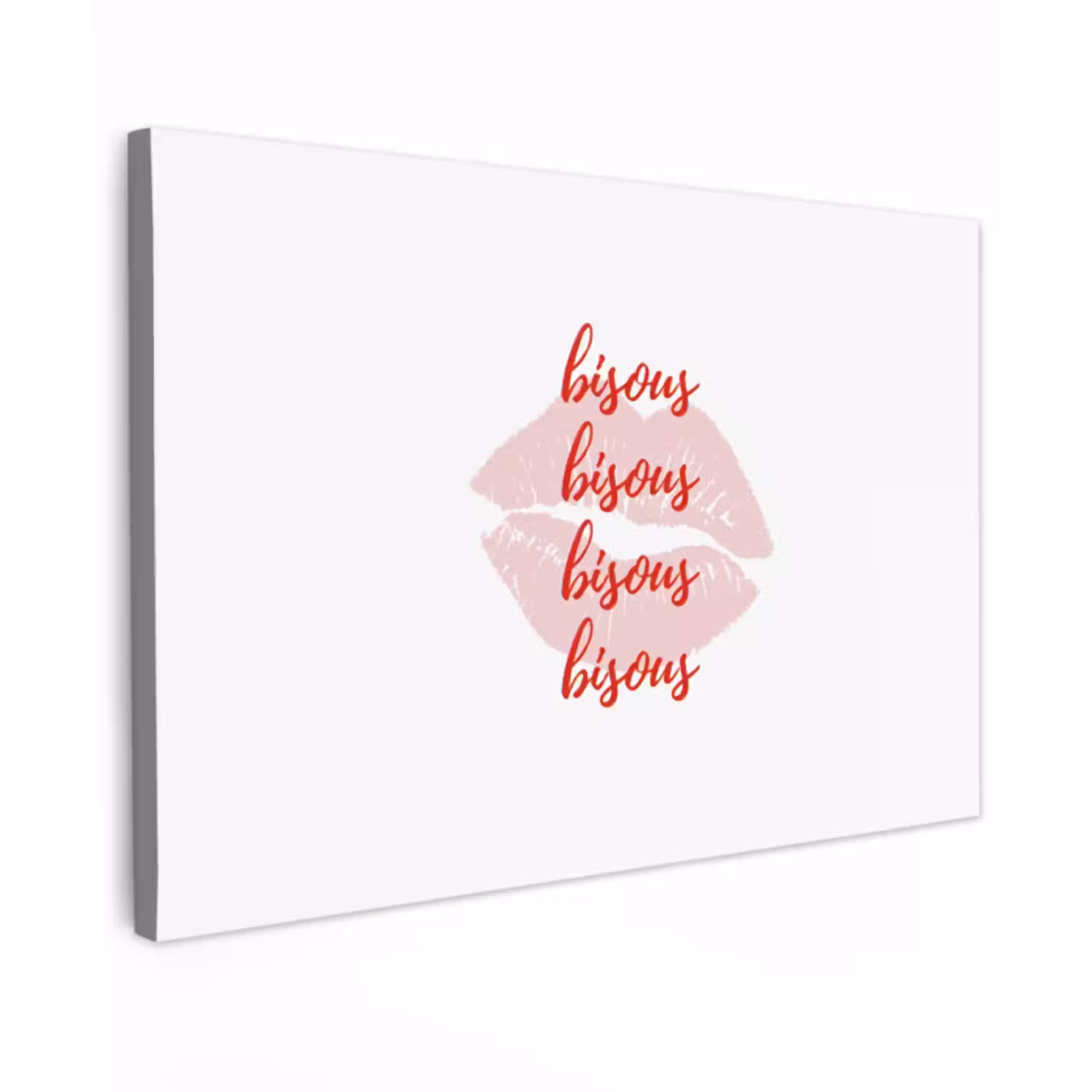 Bisous - Lip - Wit - Rood canvas 2cm klein -z3d