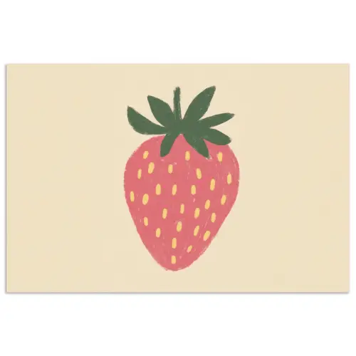 Aardbei - Minimalistisch - Rood - Fruit poster papier klein -3d