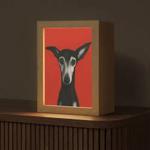 Windhond - Minimalistisch - Rood Light Box met kabel (Tafellamp) klein -z3d_website