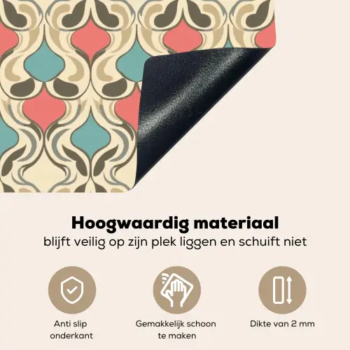 Barok - Retro - Kleurrijk Inductie beschemer met haakjes klein 777 -ky-onderkant-nl