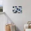 Patroon - Blauw - Vierkanten tuinposter los doek klein -sfeer8