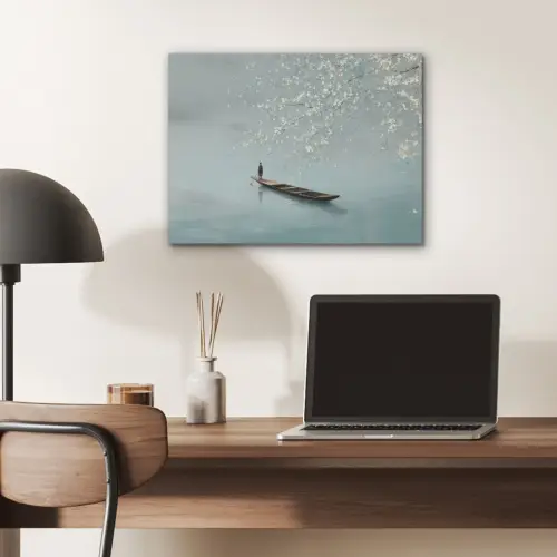 Bloesems - Minimalistisch - Wateroppervlak - Boot PET vilt klein -sfeer5