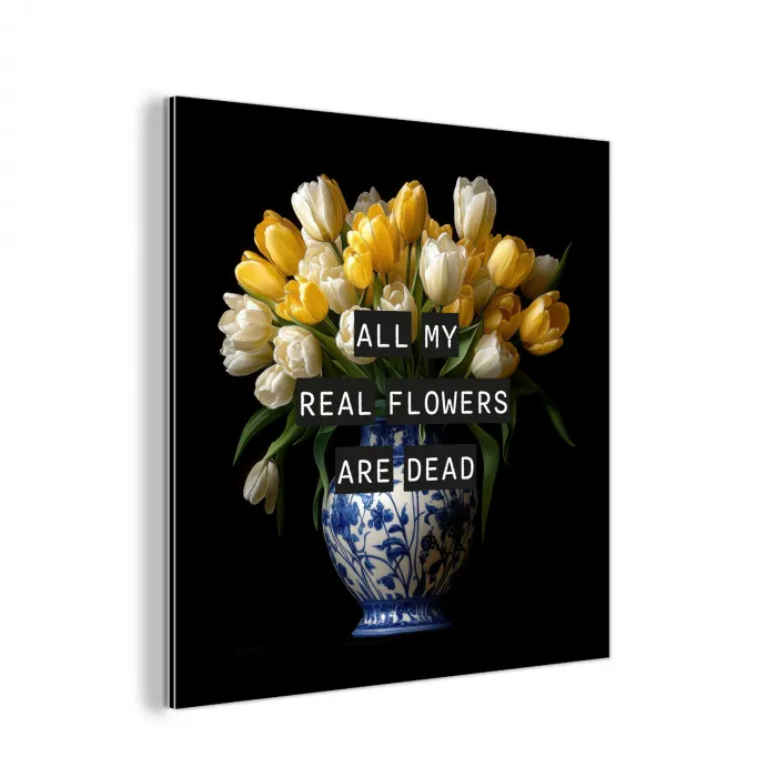 Quotes - Bloem - Tulp - Geel aluminium wit klein -3d