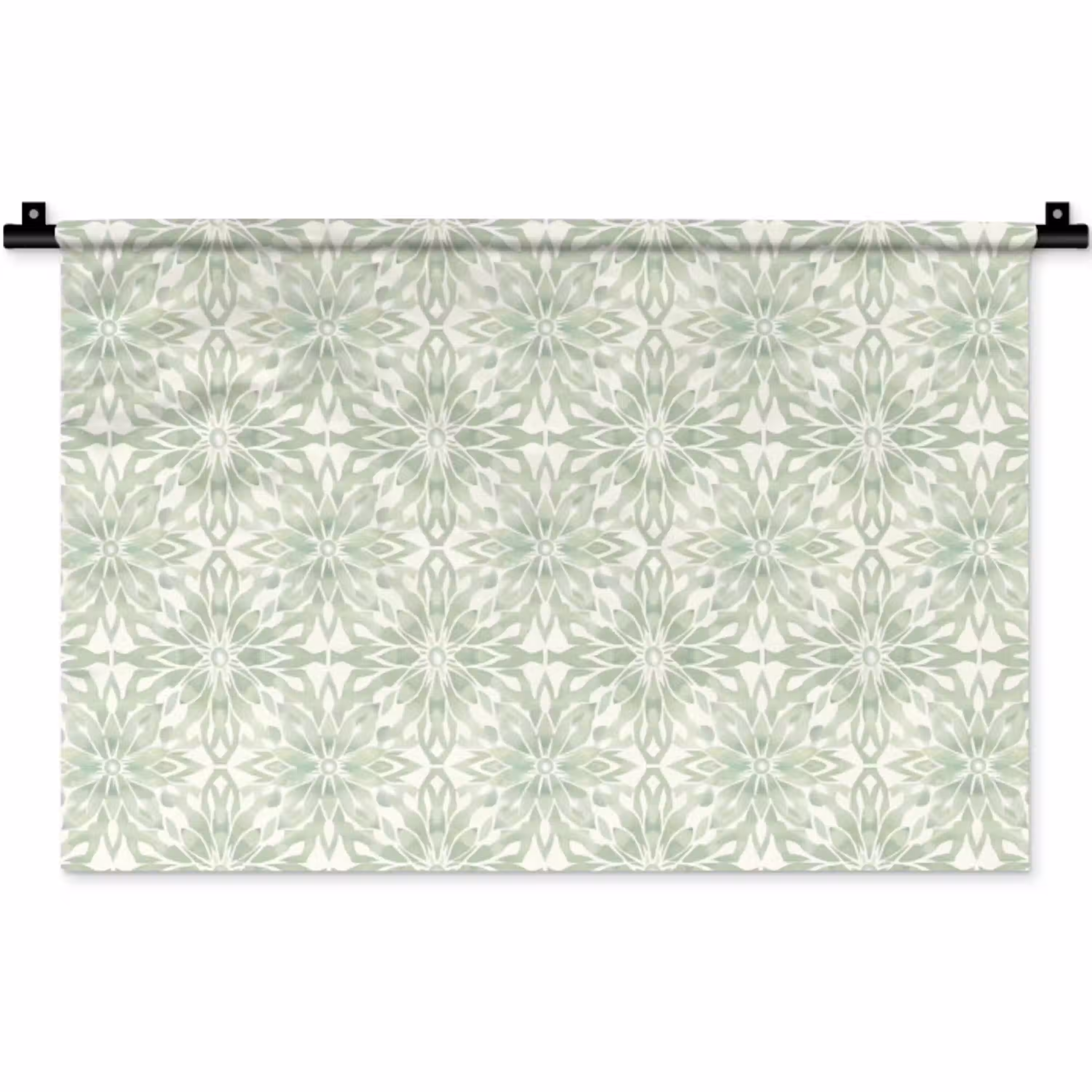 Saliegroen - Symmetrisch - Mandala - Ornament - Patroon Wandkleed katoen klein 269 -zz3d