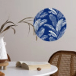 Blad - Palm - Blauw Wandcirkel behangsticker klein 186 -sfeer3
