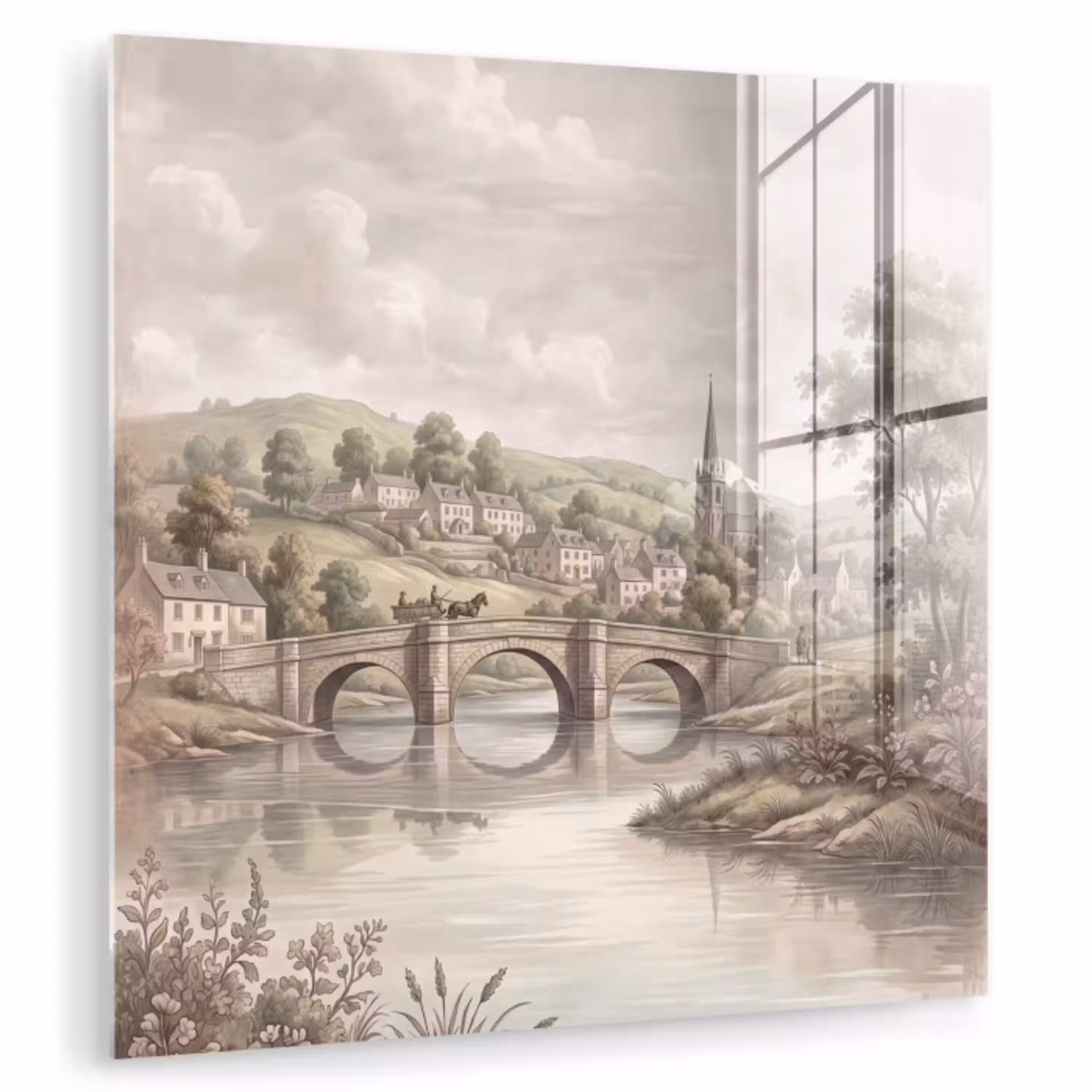 Dorp - Brug - Uitzicht - Groen plexiglas 5mm klein -zzzproduct_nieuw