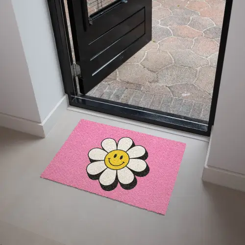 Smiley - Bloem - Roze Deurmat klein -sfeer5