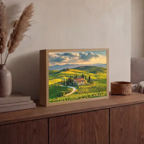 Toscane - Landschap - Wijngaarden Light Box met batterij (Wandlamp) middel -sfeer2