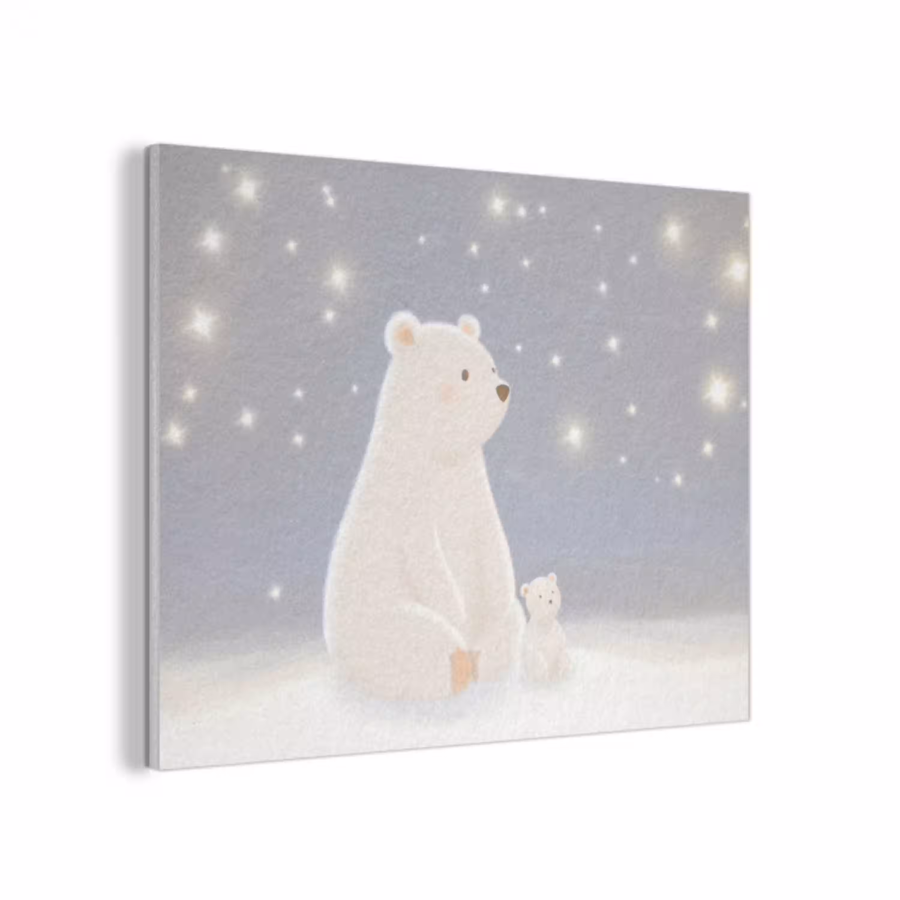 Ijsbeer - Sneeuw - Sterren - Blauw PET vilt klein -3d