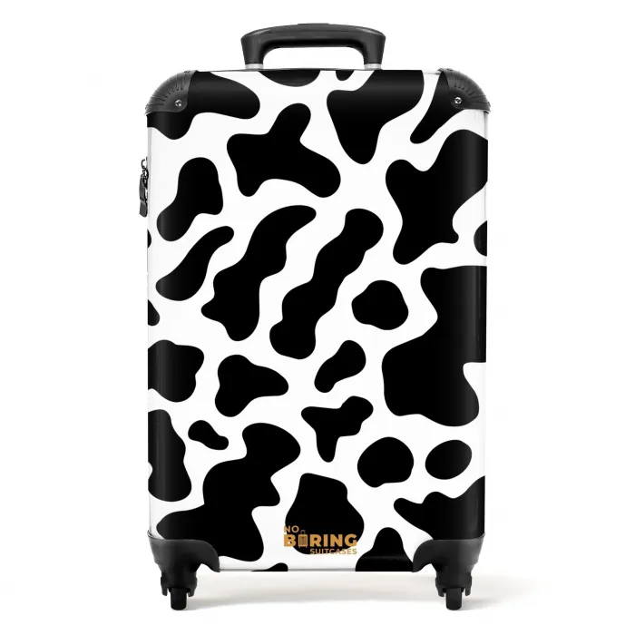 Zwarte koeienvlekken over een witte achtergrond NBS - Handbagage koffer - Volwassenen Unisex middel -productfoto_recht
