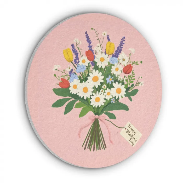 Bloemen - Lint - Kaartje Akoestische PET Vilt - Rond klein -3d