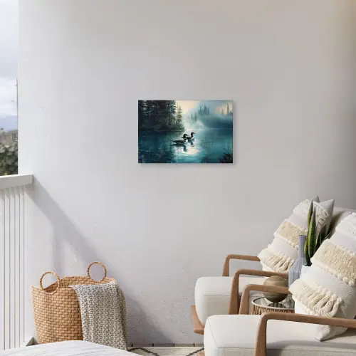 Bos - Water - Eenden - Mistig Tuinposter op houten frame 2 cm dik klein -sfeer1