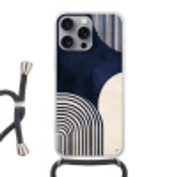 Donkerblauw - Abstract - Lijnen Hoesje iPhone 16 Pro Max met koord klein -3d