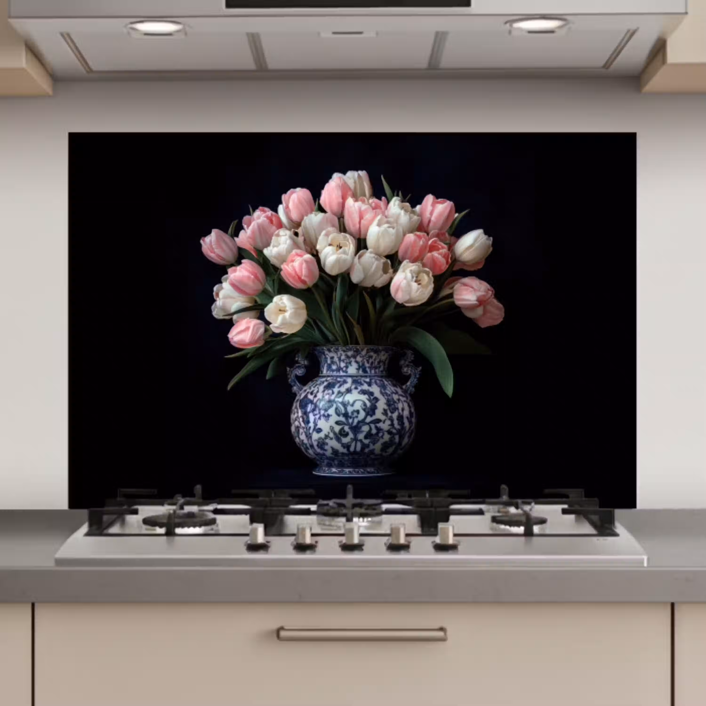 Bloemen - Roze - Tulpen - Vaas keuken achterwand spatscherm klein -3d_website