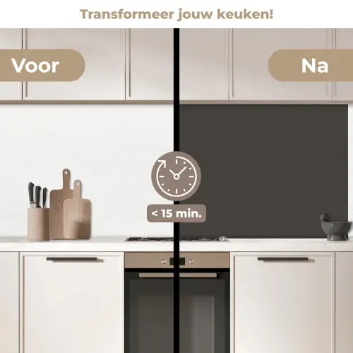 Grijs - Kleuren - Effen keuken achterwand 2 middel 871 -voor-na2_NL