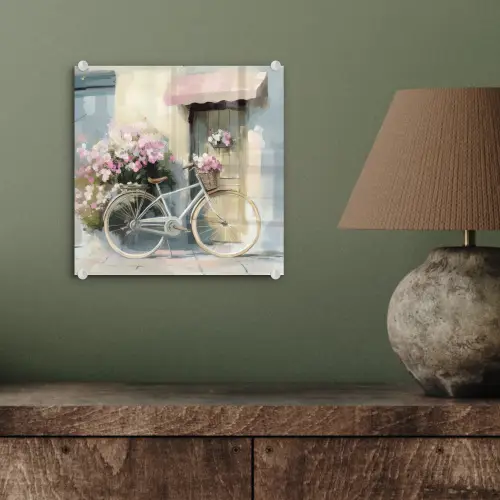 Fiets - Pastelkleuren - Bloemen plexiglas 5mm klein -sfeer3