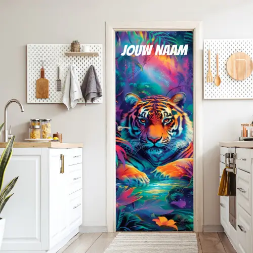 antasie dierillustratie met levendige kleuren deurposter klein -sfeer5