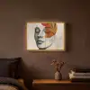 Gezicht - Cirkels - Kunst - Modern Light Box met batterij (Wandlamp) middel -sfeer4