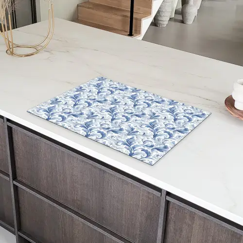 Frans - Citroen - Royaal - Bladeren - Blauw Inductie beschermer vinyl 3mm klein 276 -sfeer8