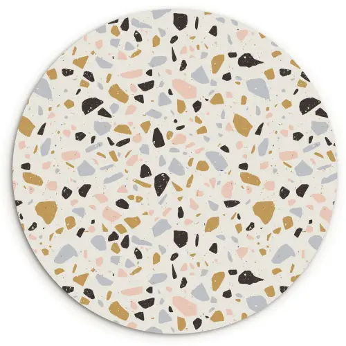 Terrazzo -  Patroon - Neutraal - Zacht - Multi Wandcirkel kunststof plaat 5mm dik klein 188 -3d