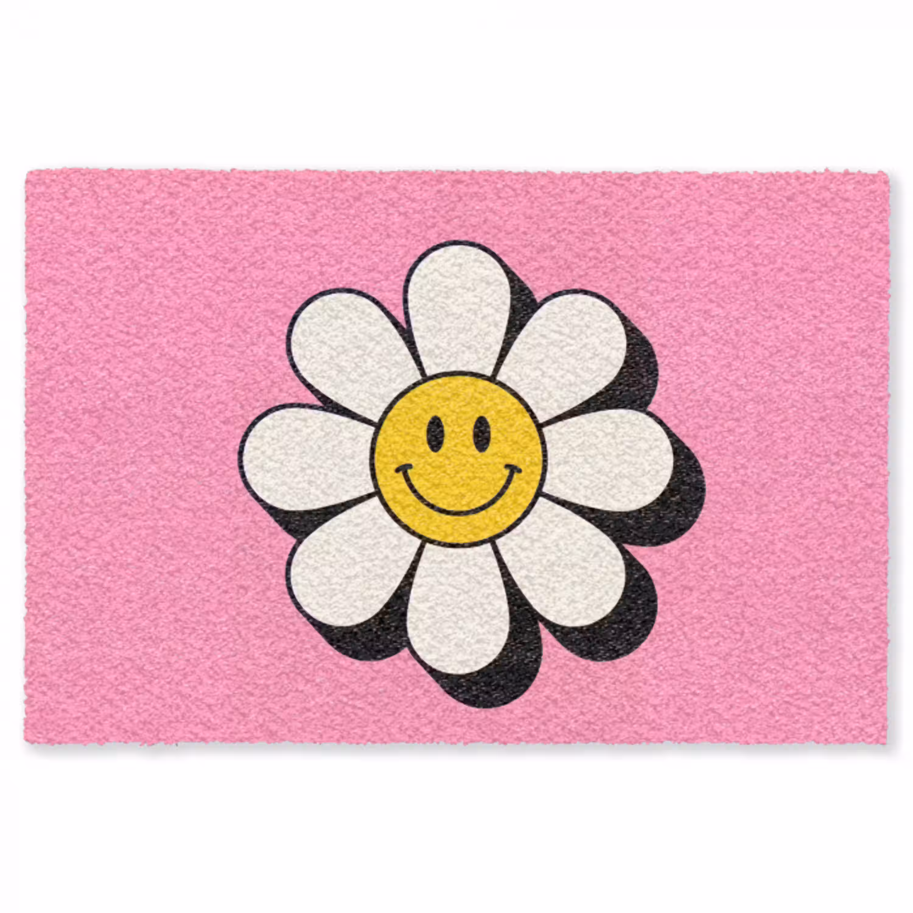 Smiley - Bloem - Roze Vloerkleed Rechthoek klein -3d