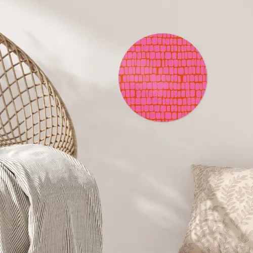 Organisch - Raster - Roze Wandcirkel behangsticker klein 186 -sfeer4
