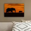 Olifanten - Savanne - Zonsondergang canvas 2cm klein -sfeer3