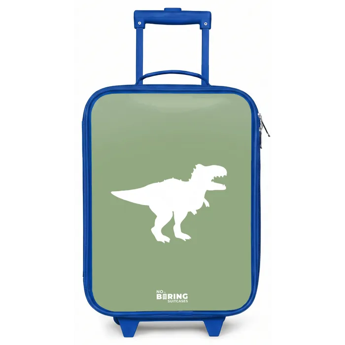Groen met T-rex dino Kinderkoffer - Blauw klein -zz3dotto