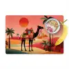 Kameel - Gekleurd tapijt - Duinen - Rode zon Placemat vinyl groot -zzzproduct_Kitchenyeah-website