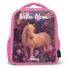 Paard - Bloemen - Paars - Vlinder Kinderrugzak - Roze middel -3d