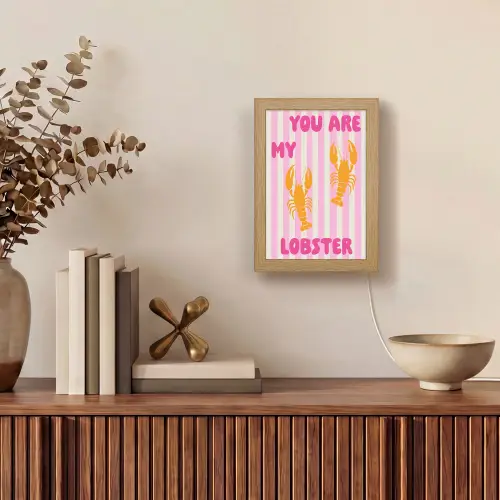 Lobster - Love - Valentijn Light Box met kabel (Tafellamp) klein -sfeer2