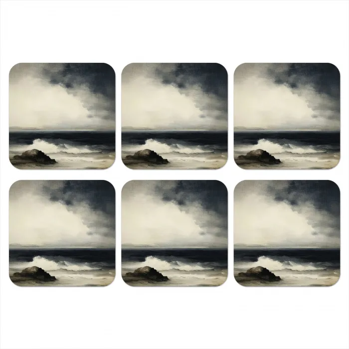 Zee - Rotsen - Storm onderzetter kurk middel -3d