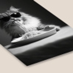 Langharige kat - Zonnebril - Spaghetti - Humor - Zwart - wit fotolijst zwart zonder passe partout klein -zsfeer6
