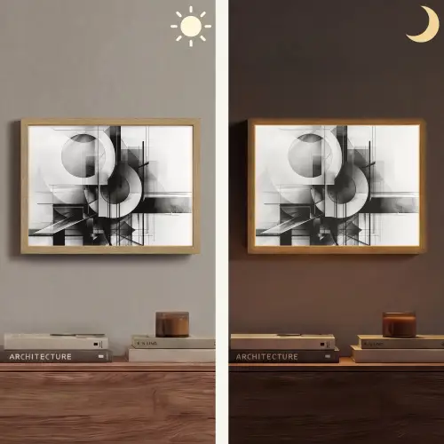 Abstract - Kunst - Modern - Zwart wit Light Box met batterij (Wandlamp) middel -sfeer3