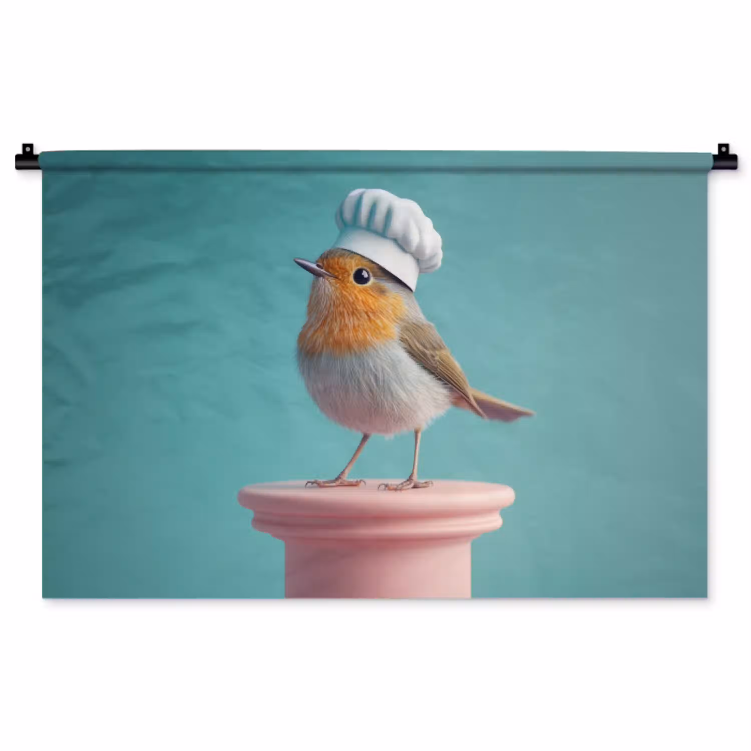 Roodborstje - Vogel - Koksmuts - Sokkel Wandkleed katoen middel -zz3d