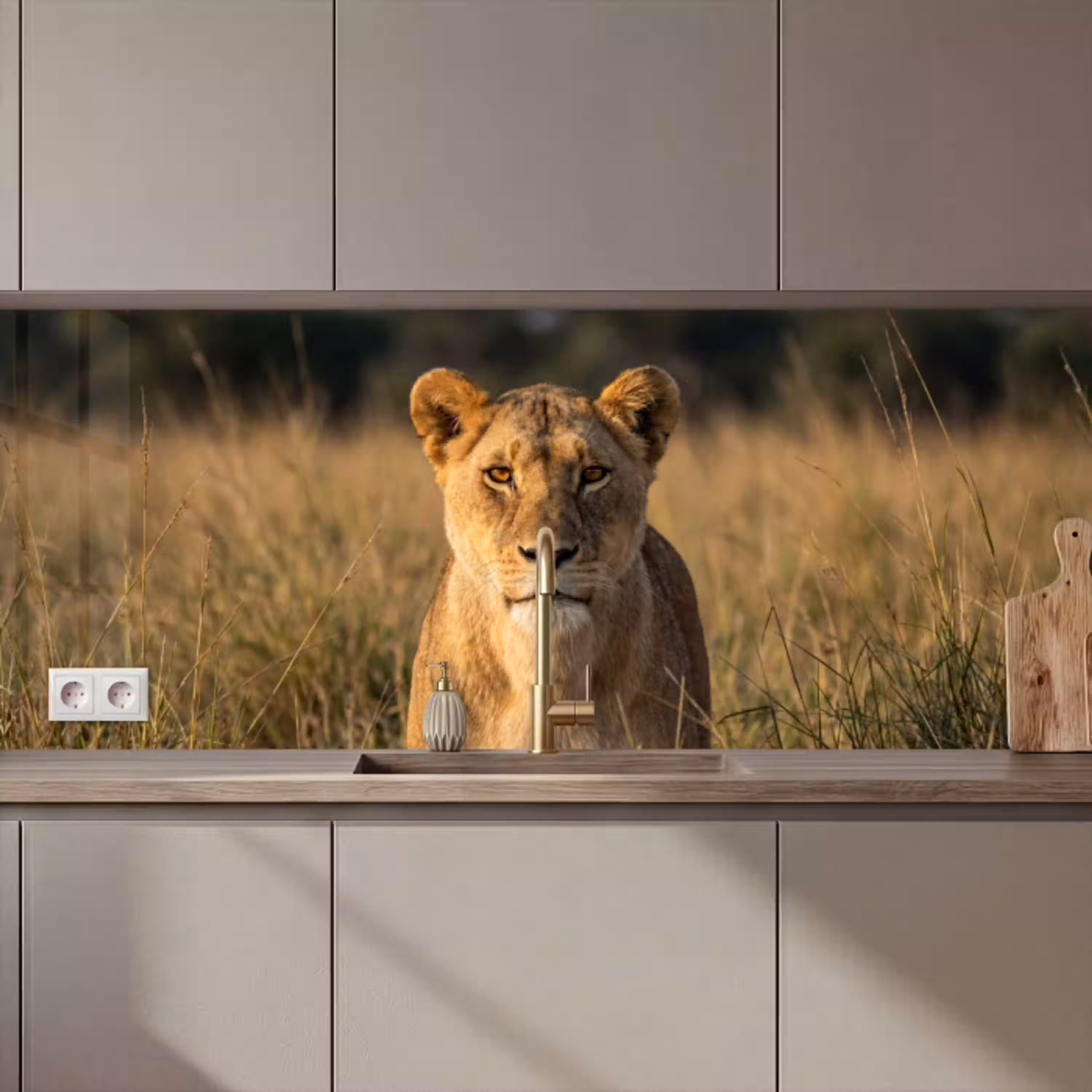 Leeuwin - Gras - Geel keuken achterwand 2 middel zz_3dshopping