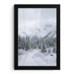 Weg - Bergen - Sneeuw - Naaldbos - Avontuurlijk fotolijst zwart zonder passe partout klein -3d