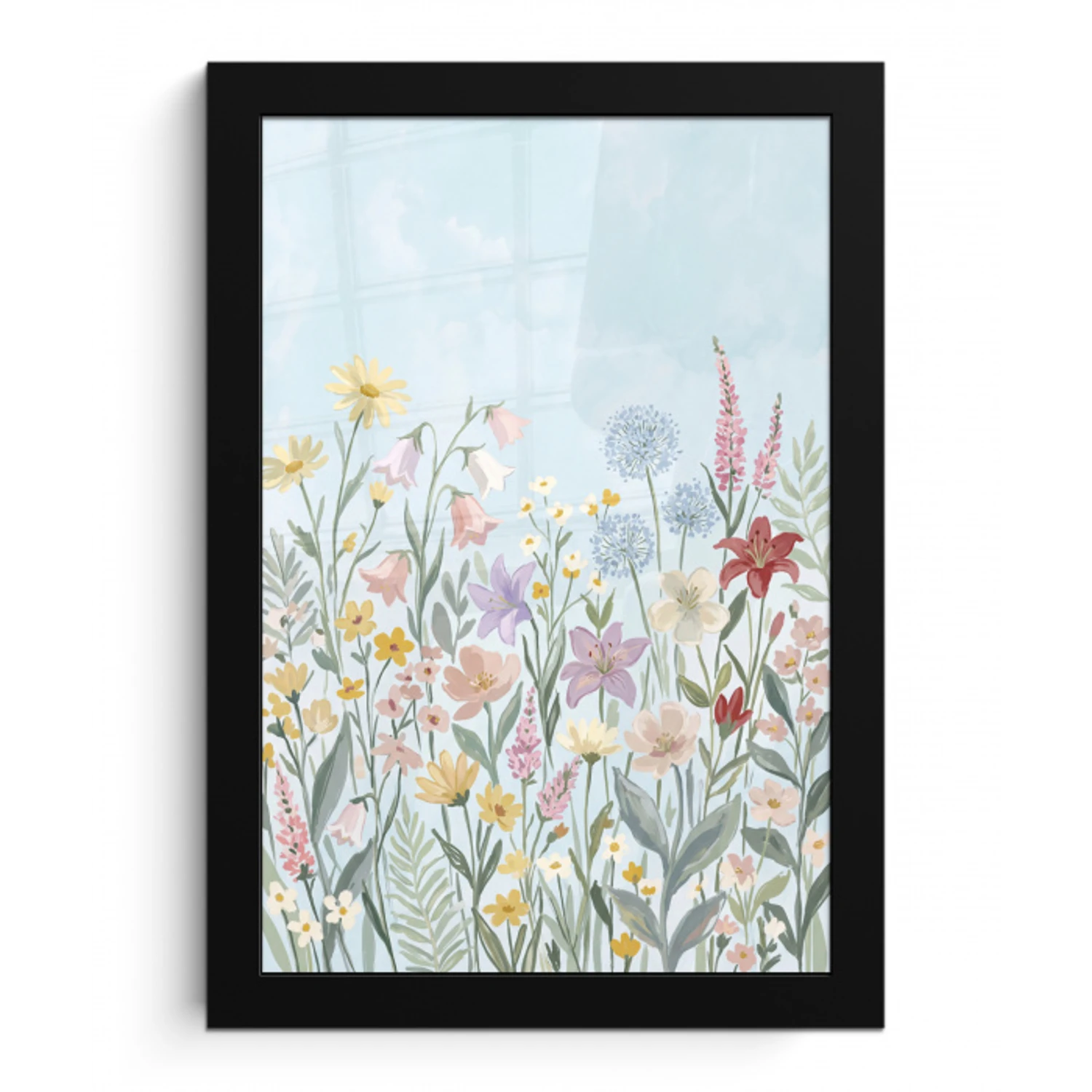 Weidebloemen - Illustratie - Kleurrijk fotolijst zwart zonder passe partout klein -3d