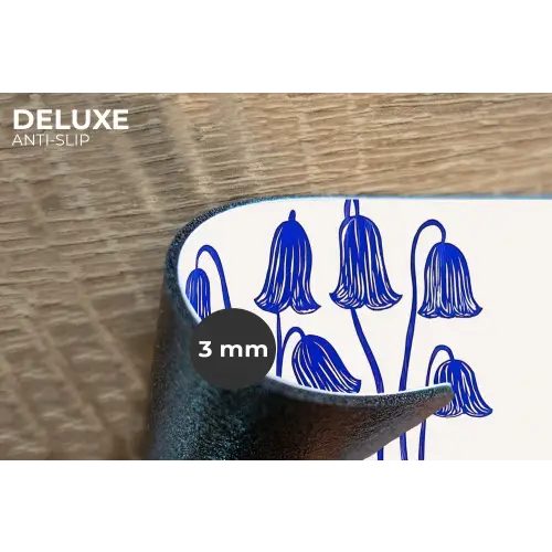 Bloemen - Blauw - Lijnen - Bloemblaadjes Placemat vinyl groot -closeup