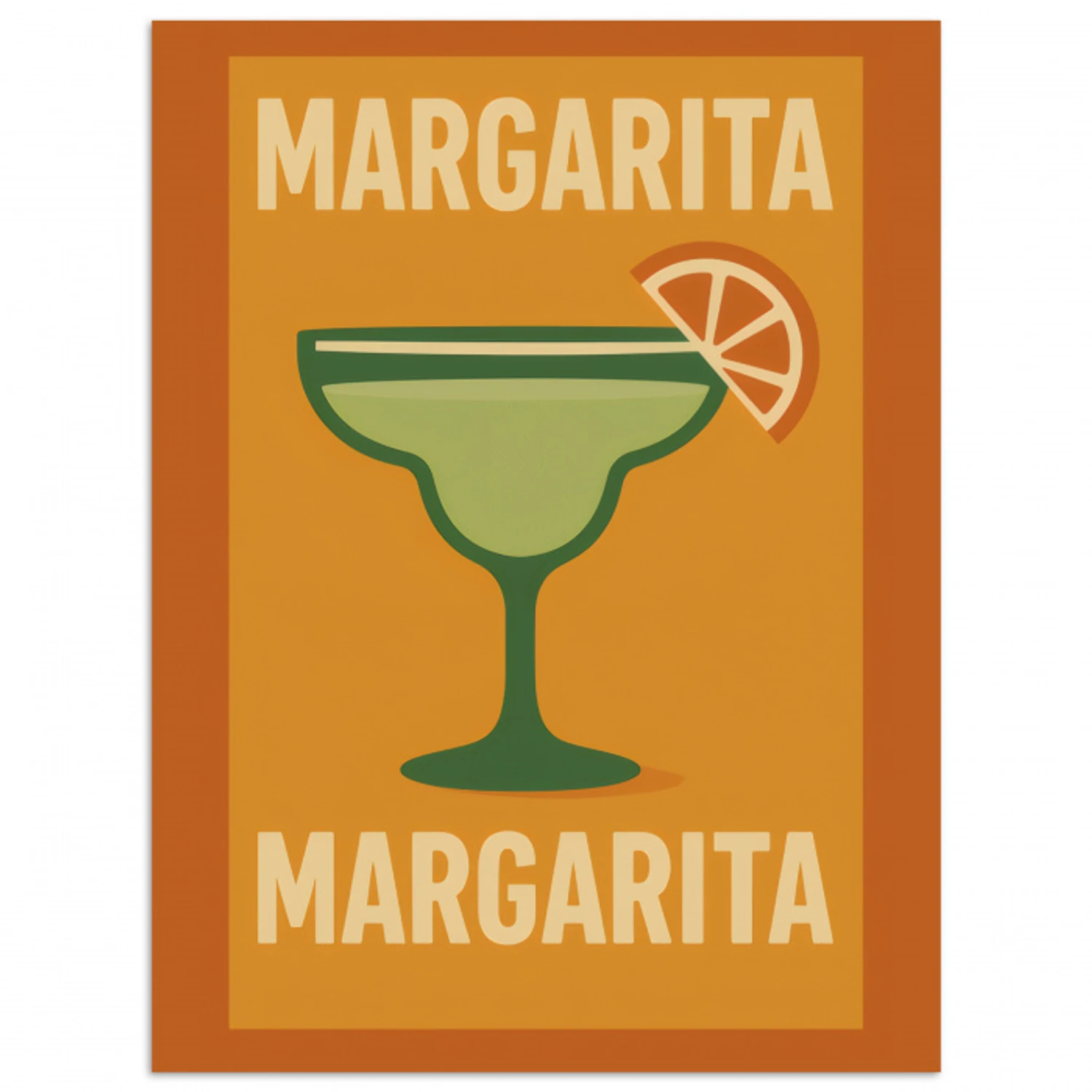 Illustratie - Margarita - Sinaasappelschijf - Oranje poster papier klein -3d