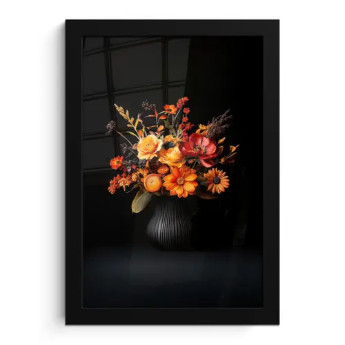 Herfst - Boeket - Oranje fotolijst zwart zonder passe partout klein -3d