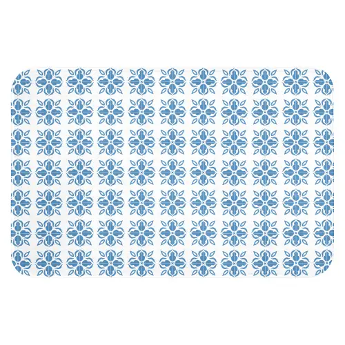 Blauw - Wit - Tegel - Patroon Badmat klein 997 -3d