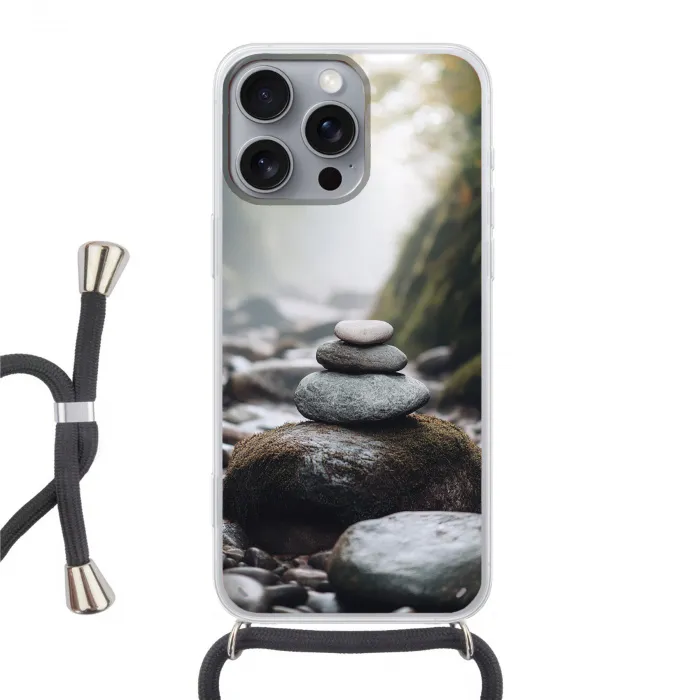 Stenen - Stapel - Natuur Hoesje iPhone 16 Pro Max met koord klein -3d