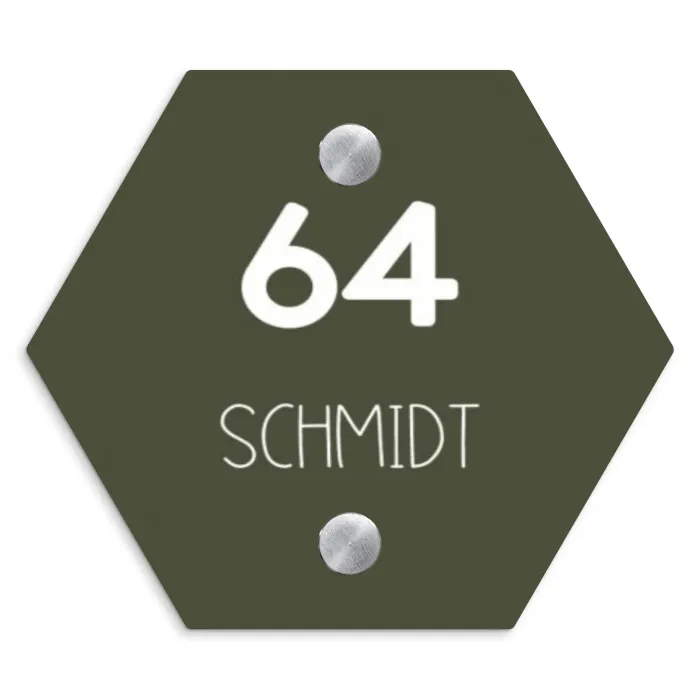 Donkergroen - Modern Naambord Hexagon klein -3d