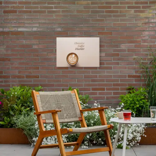 Koffie - Obessive Coffee Disorder - Beige Tuinposter op houten frame 2 cm dik klein -sfeer3