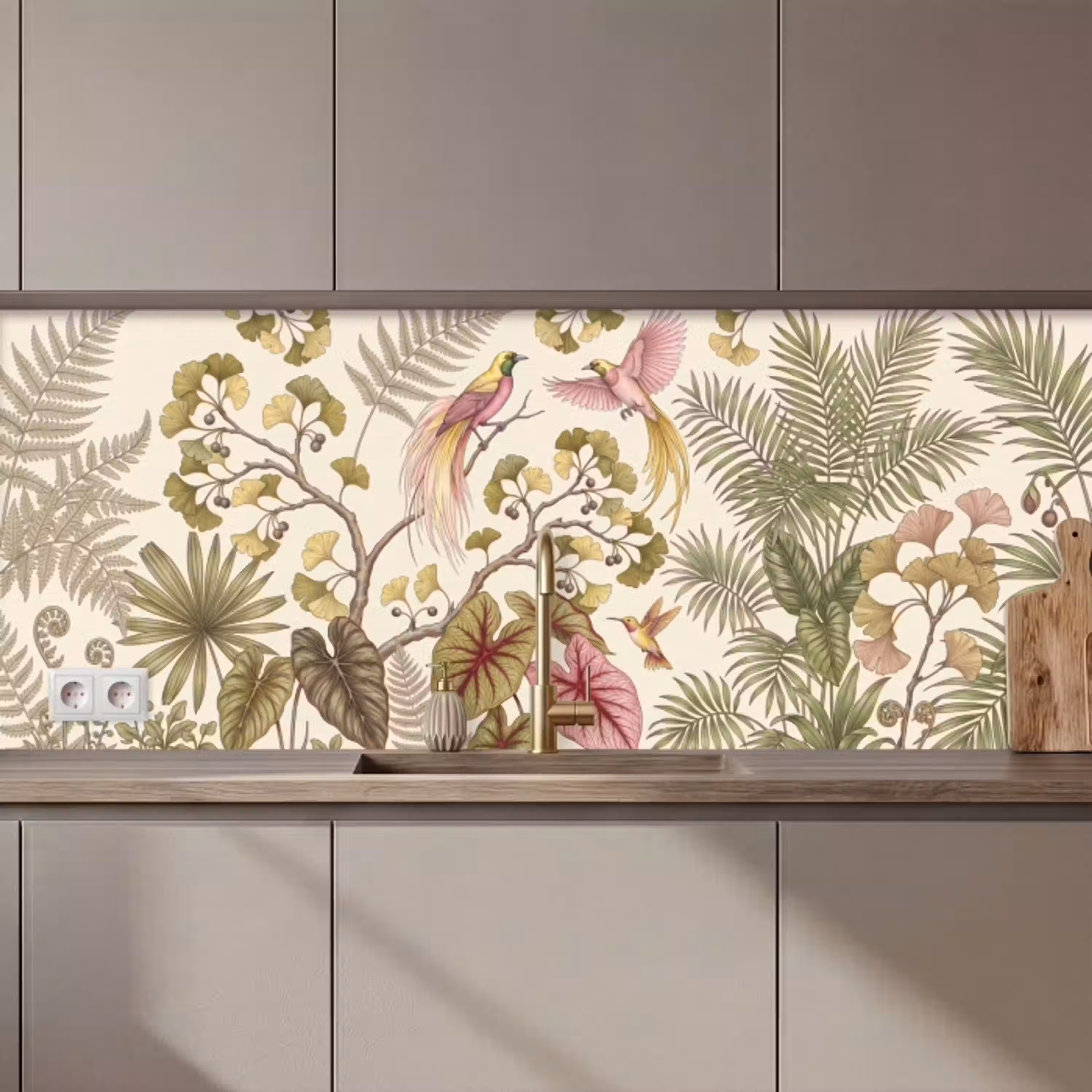 Vogels - Tropisch - Botanisch - Roze keuken achterwand 2 middel zz_3dshopping