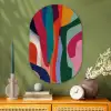 Vormen - Bochten - Kleurrijk - Abstract Wandcirkel Ovaal Glas middel -sfeer2